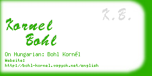 kornel bohl business card